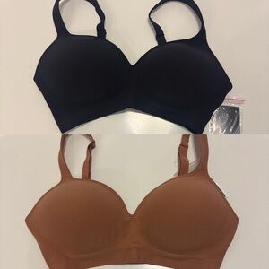 Seamless Wireless T-Shirt Bra - Black & Brown